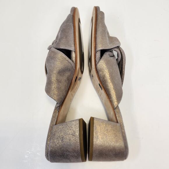 Eileen Fisher Women Vow Metallic Gold Suede Slip On Sandal Size 10 Block Heel - Picture 6 of 8